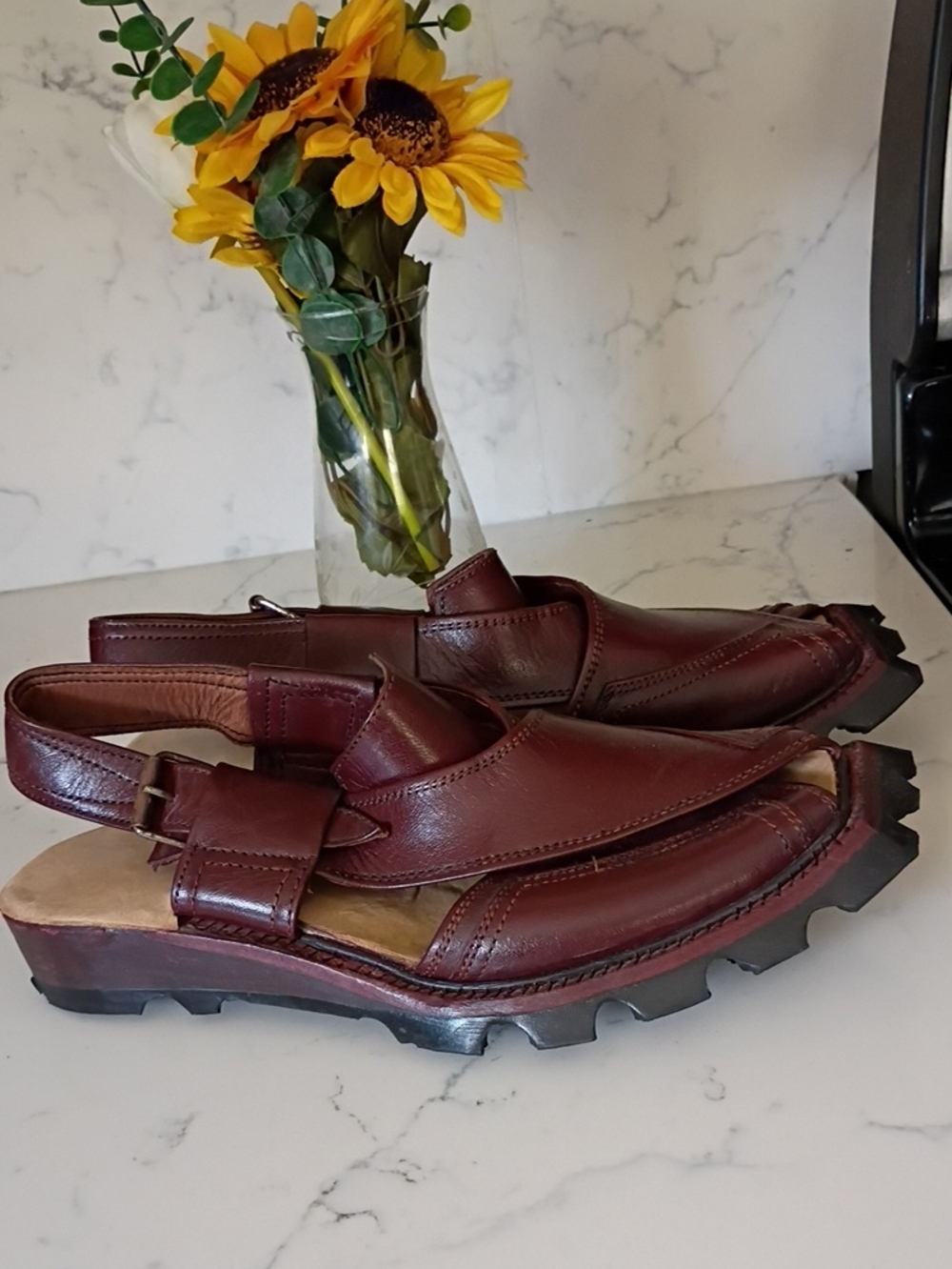 Men's Brown Leather Slingback Sandals